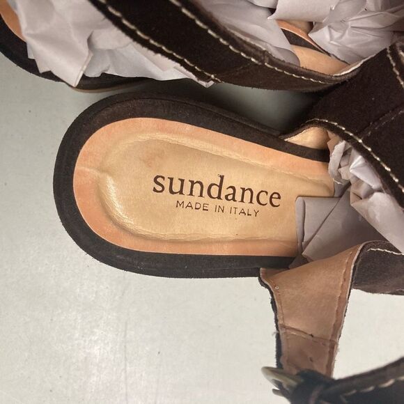 SUNDANCE Women’s Peep Toe Platform Wedge Sandal Suede Size 6.5/37 - Picture 7 of 10